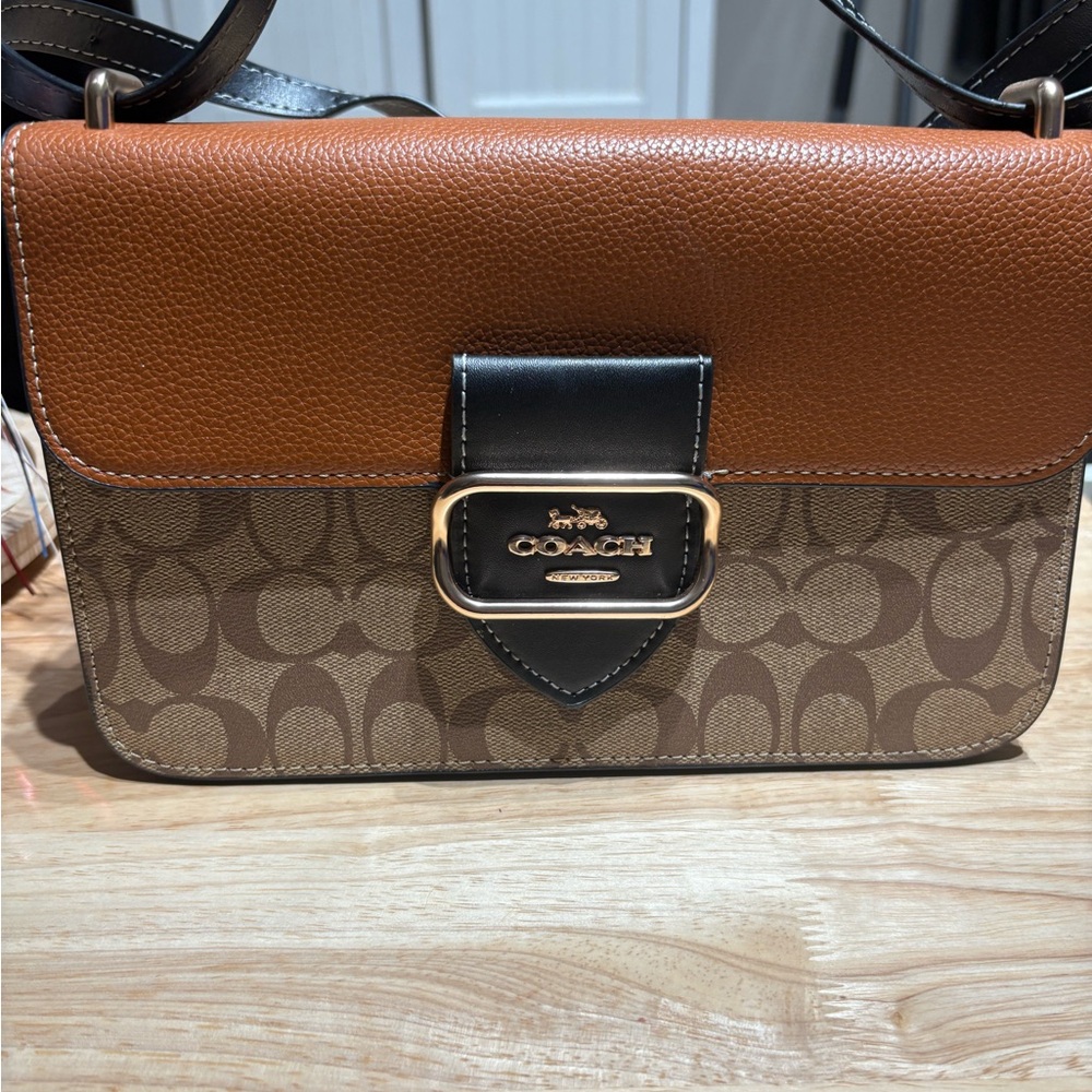 Coach Tan and Black Crossbody Bag New